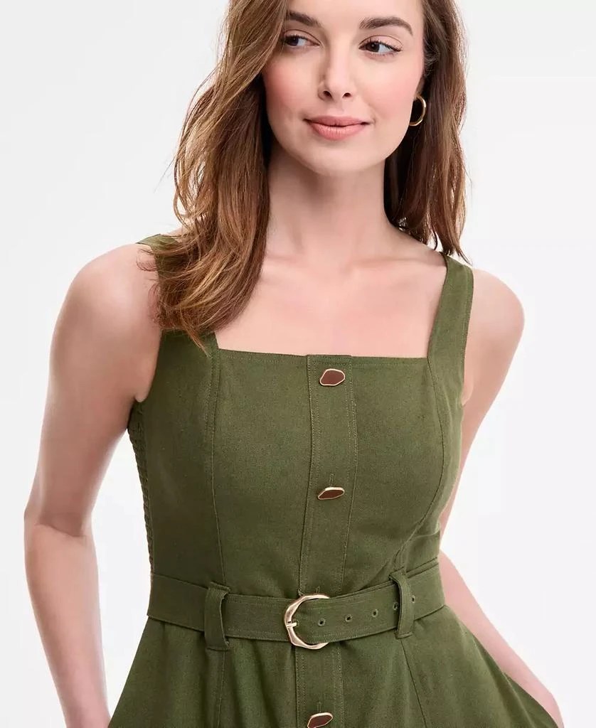 Taylor Women's Square-Neck Button-Front A-Line Dress 4