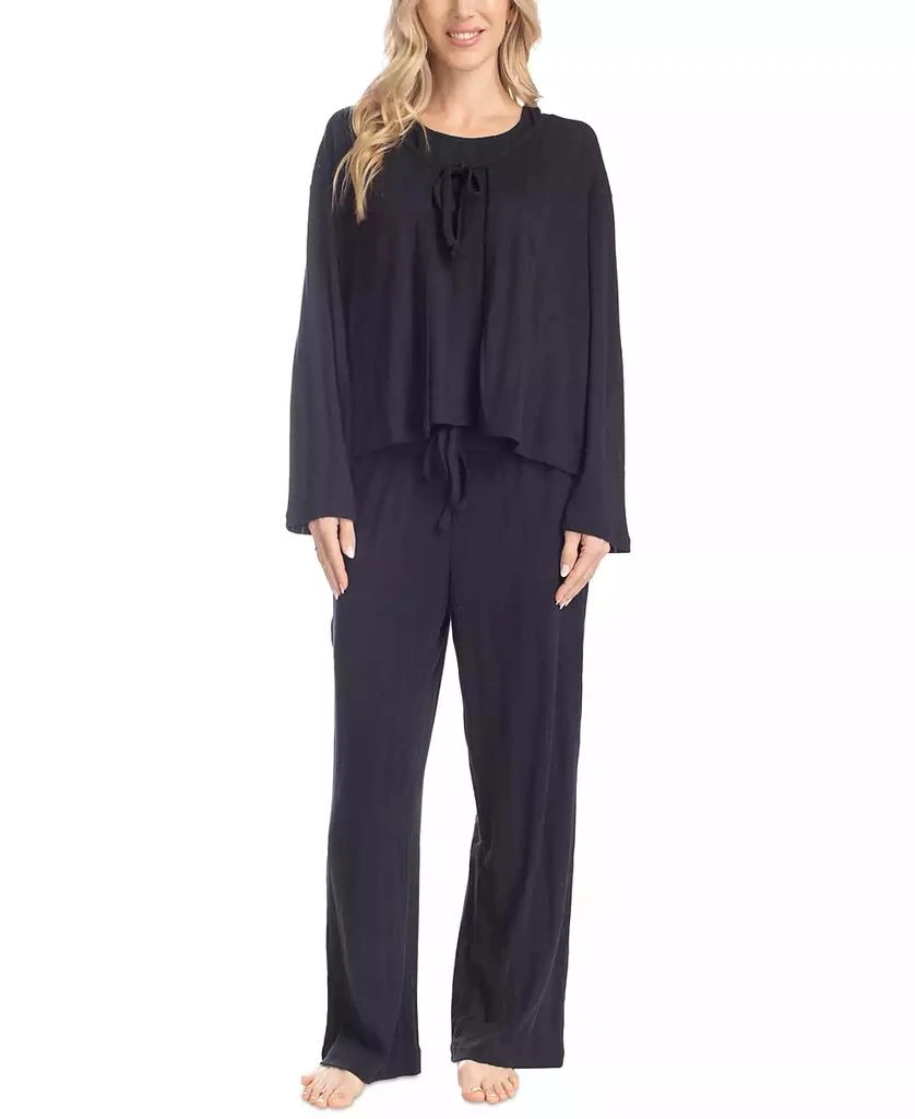 MUK LUKS Women's 3-Pc. Rib-Knit Lounge Pajama Set 1