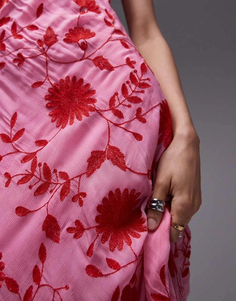 Topshop red floral embroidery pink maxi slip dress  On Sale Now with Up to  20% Off | Discover Exclusive Deals & Savings at BeyondStyle  Authentic  Topshop Home|women with Limited-Time Discounts,