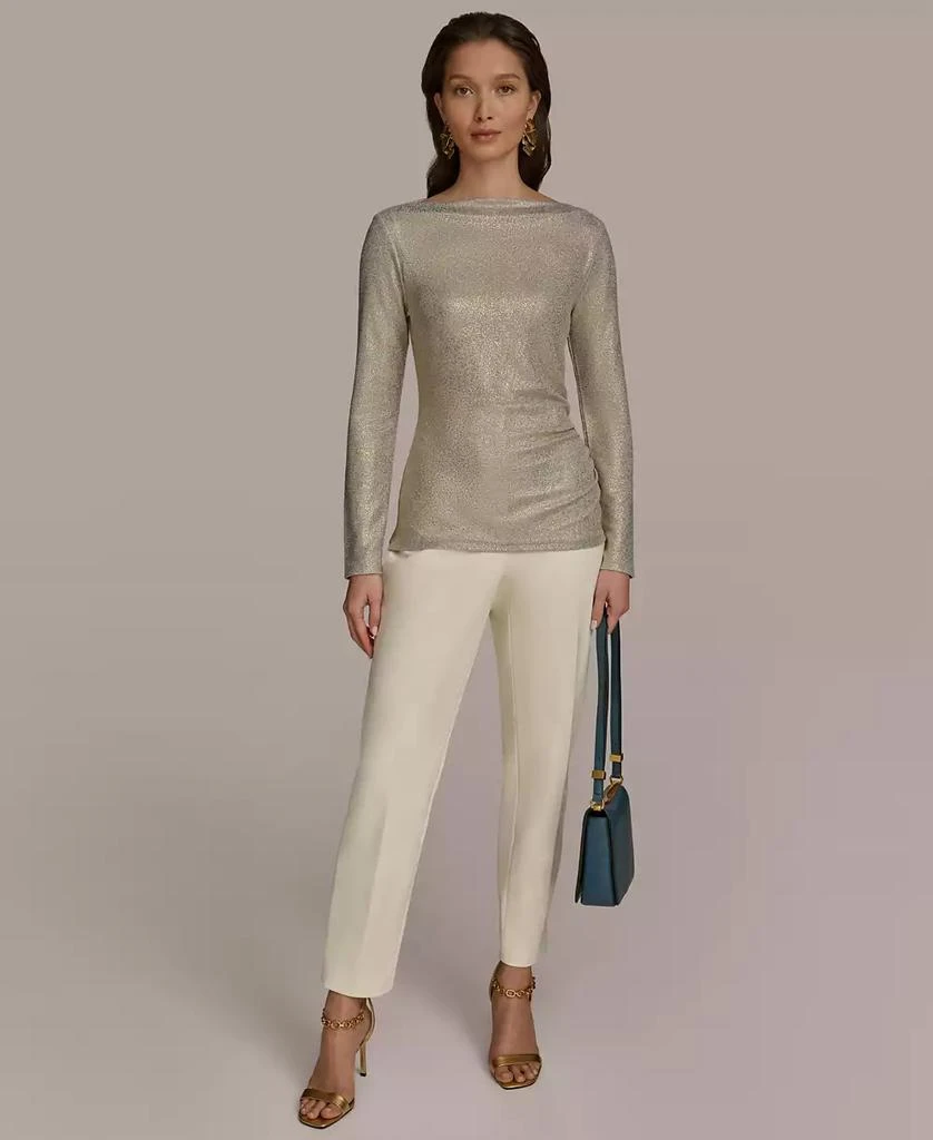 Donna Karan Women's Metallic Boat Neck Long-Sleeve Top 5