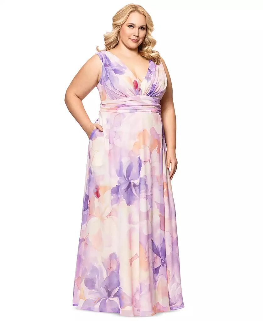 Betsy & Adam Plus Size Sleeveless V-Neck Floral Dress 2