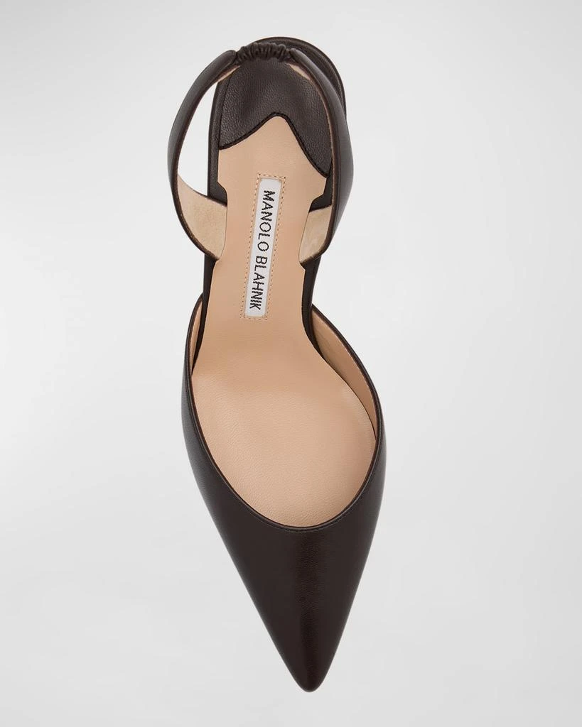 Manolo Blahnik Carolyne Leather Low-Heel Slingback Pump 5