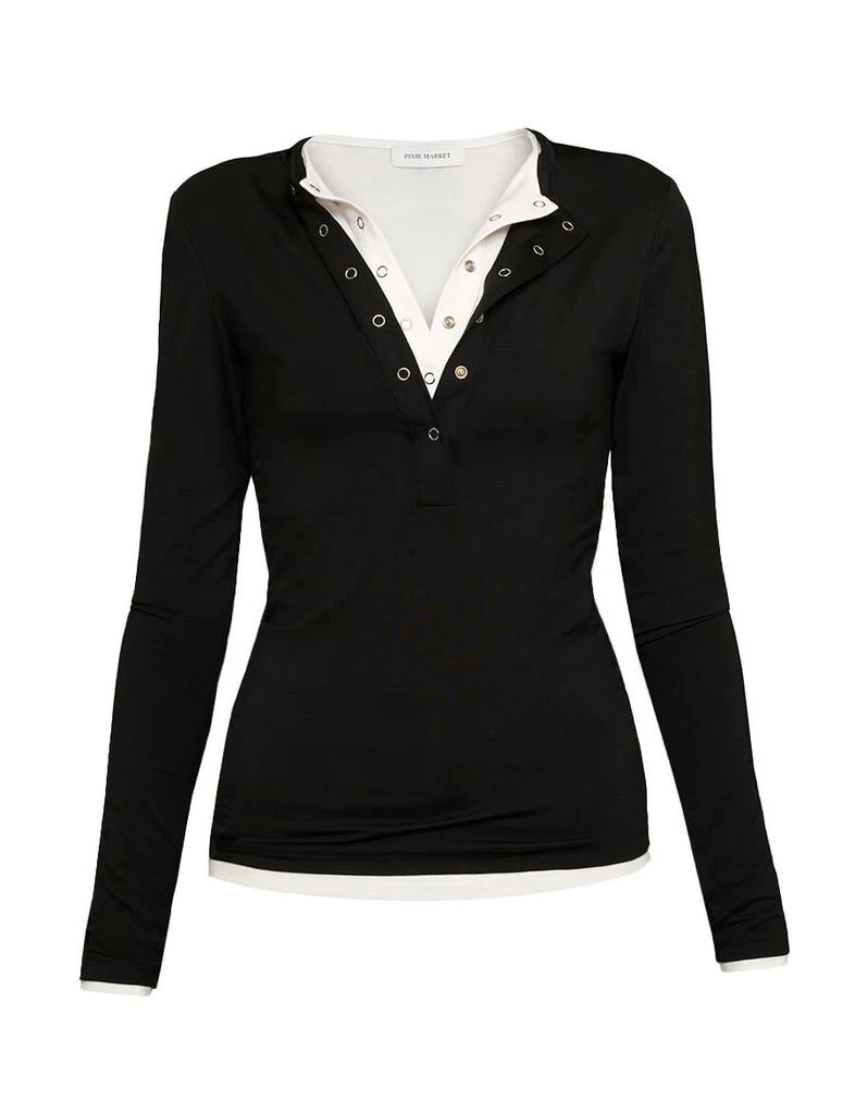 Pixie Market Contrast Snap Button Henley Top 4