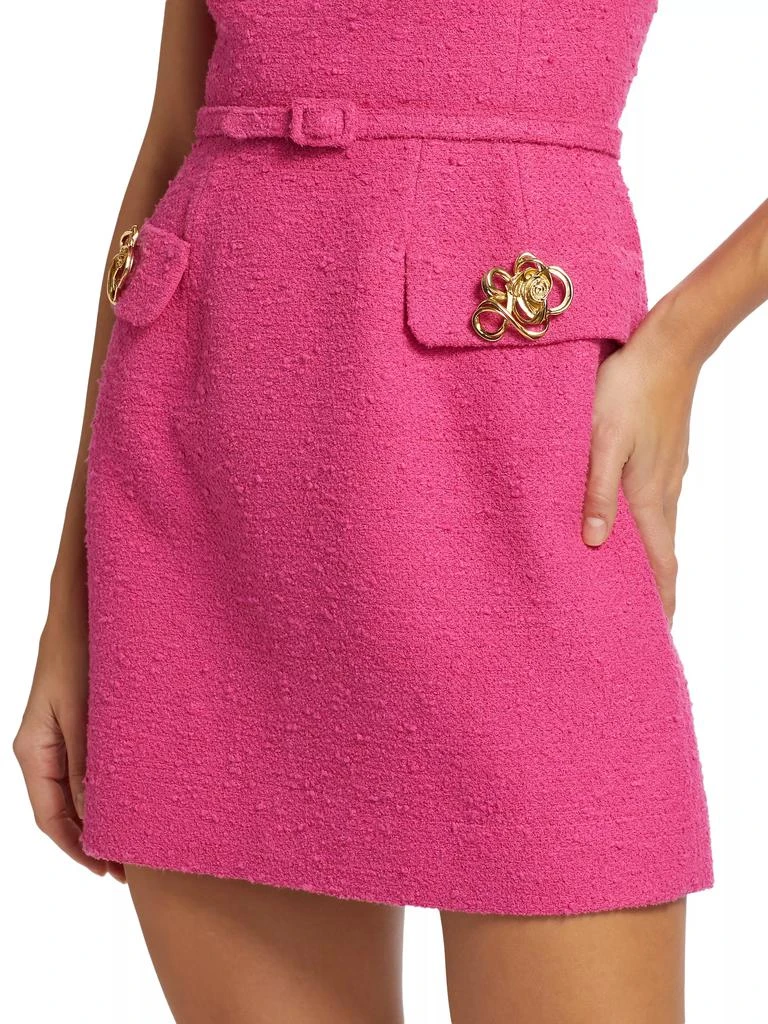 Oscar de la Renta Tweed Short-Sleeve Belted Minidress 6