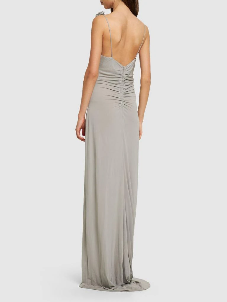 MAGDA BUTRYM Ruched Jersey Long Slip Dress W/roses 2