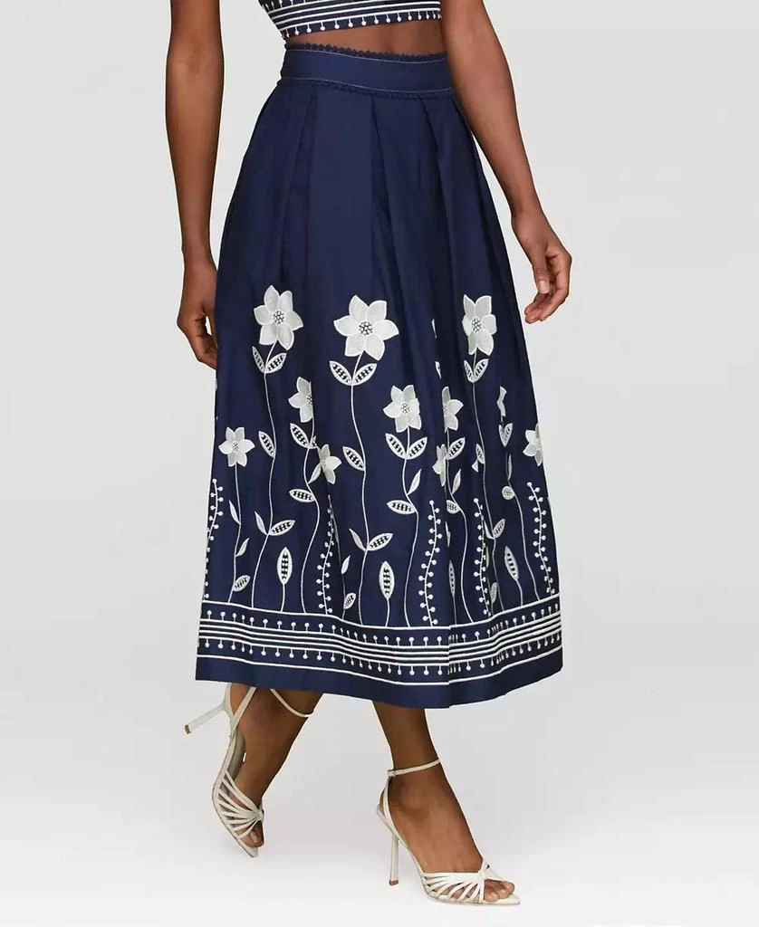 Avec Les Filles Women's Cotton Embroidered Midi Skirt 3