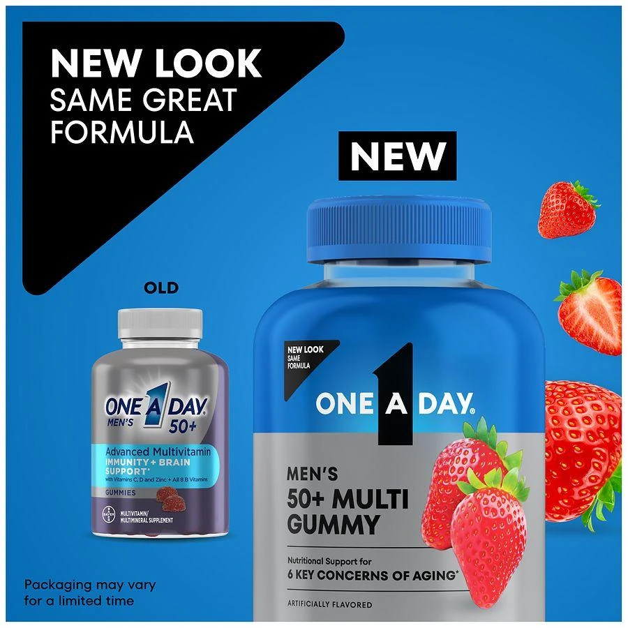 One A Day 50+ Vitamins for Men Gummies for Immune Support Strawberry 3