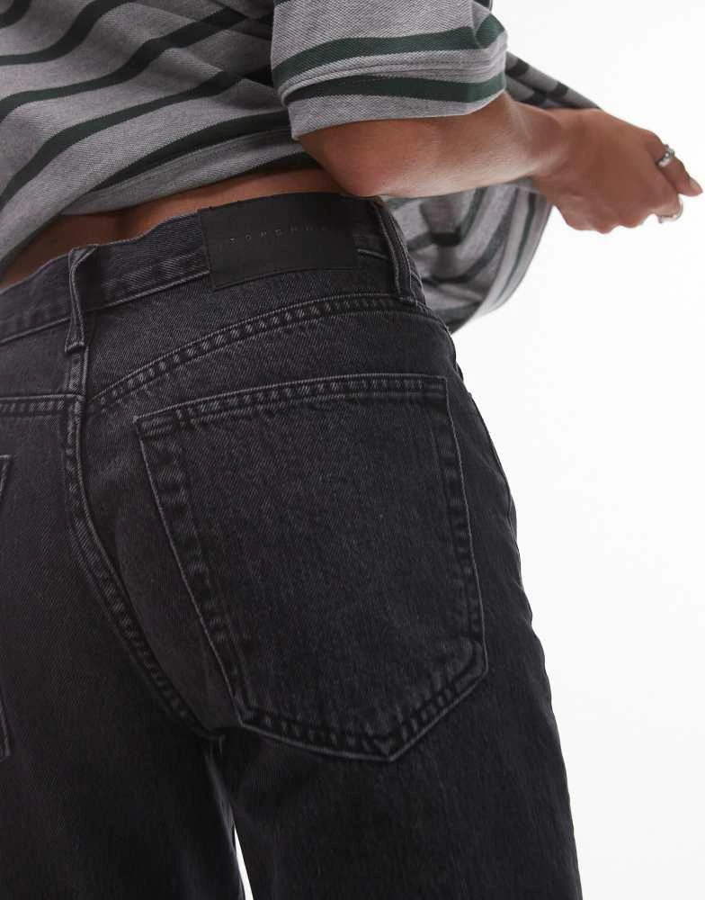 Topshop Topshop Runway mid rise straight cropped jean in washed black 3