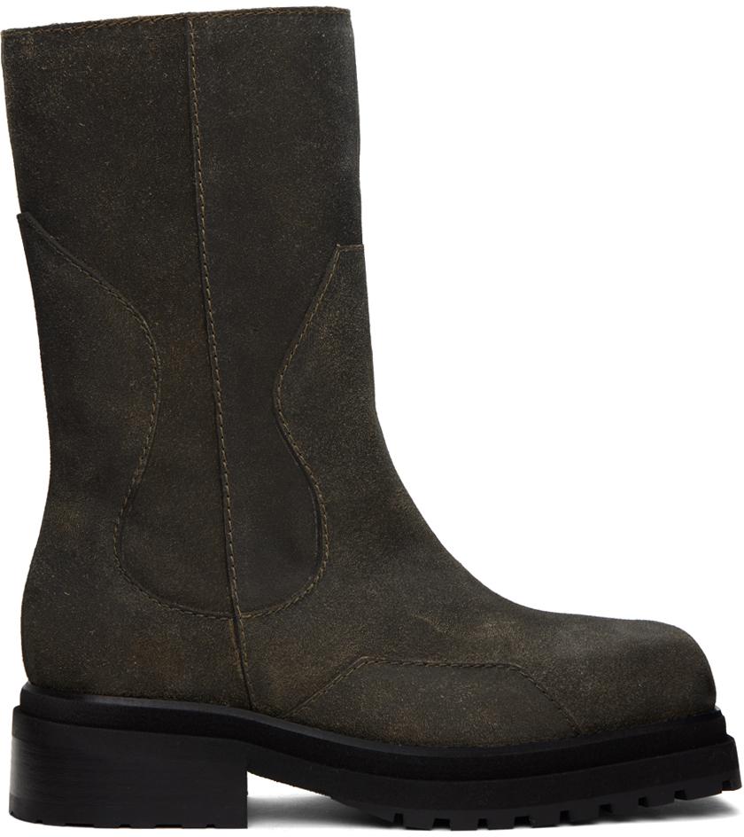 Eckhaus Latta Brown Stacked Boots