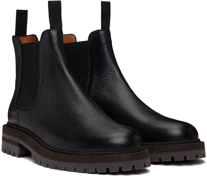 Common Projects Black Workboot Chelsea Boots 4