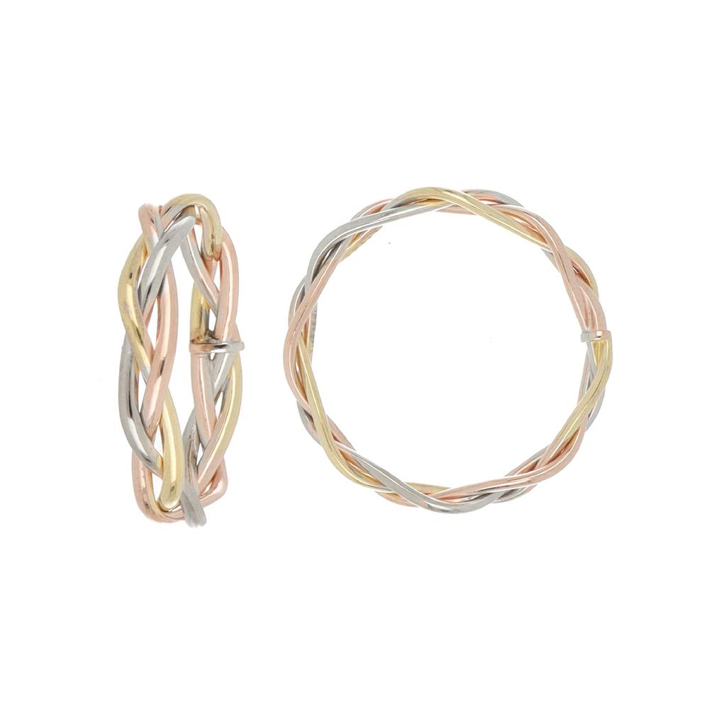 SSELECTS 3 Colours 18K Gold Braided Ring Made With 3 Tubes