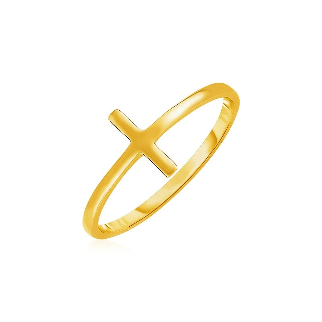 FASHNZFAB 14k Yellow Gold Cross Motif Ring(1.50 mm) from Premium Outlets