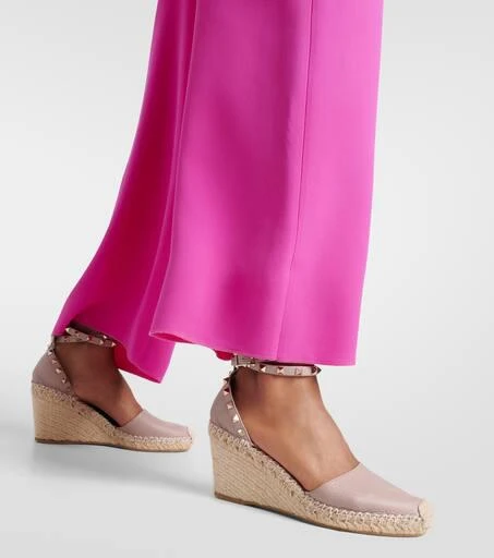 Valentino Rockstud Double leather wedge espadrilles 4