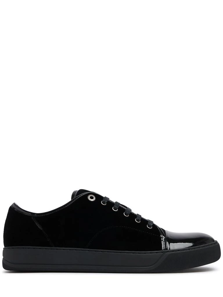 Lanvin Velour & Leather Low Top Sneakers 1