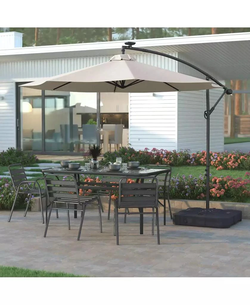 EMMA+OLIVER Harlan Weather And Impact Resistant Heavy Duty Universal Offset Umbrella Base With Built-In Wheels And Grooved Handles In Black 7