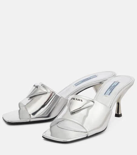 Prada Metallic leather sandals 5