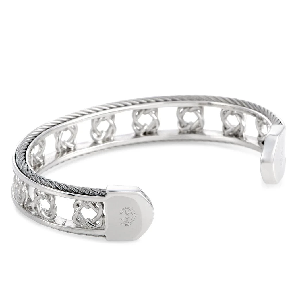Charriol Heart to Heart Sterling Silver Bangle Bracelet Size Large 3