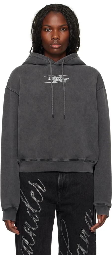 Alexander Wang Gray Blade Logo-Embossed Hoodie 1