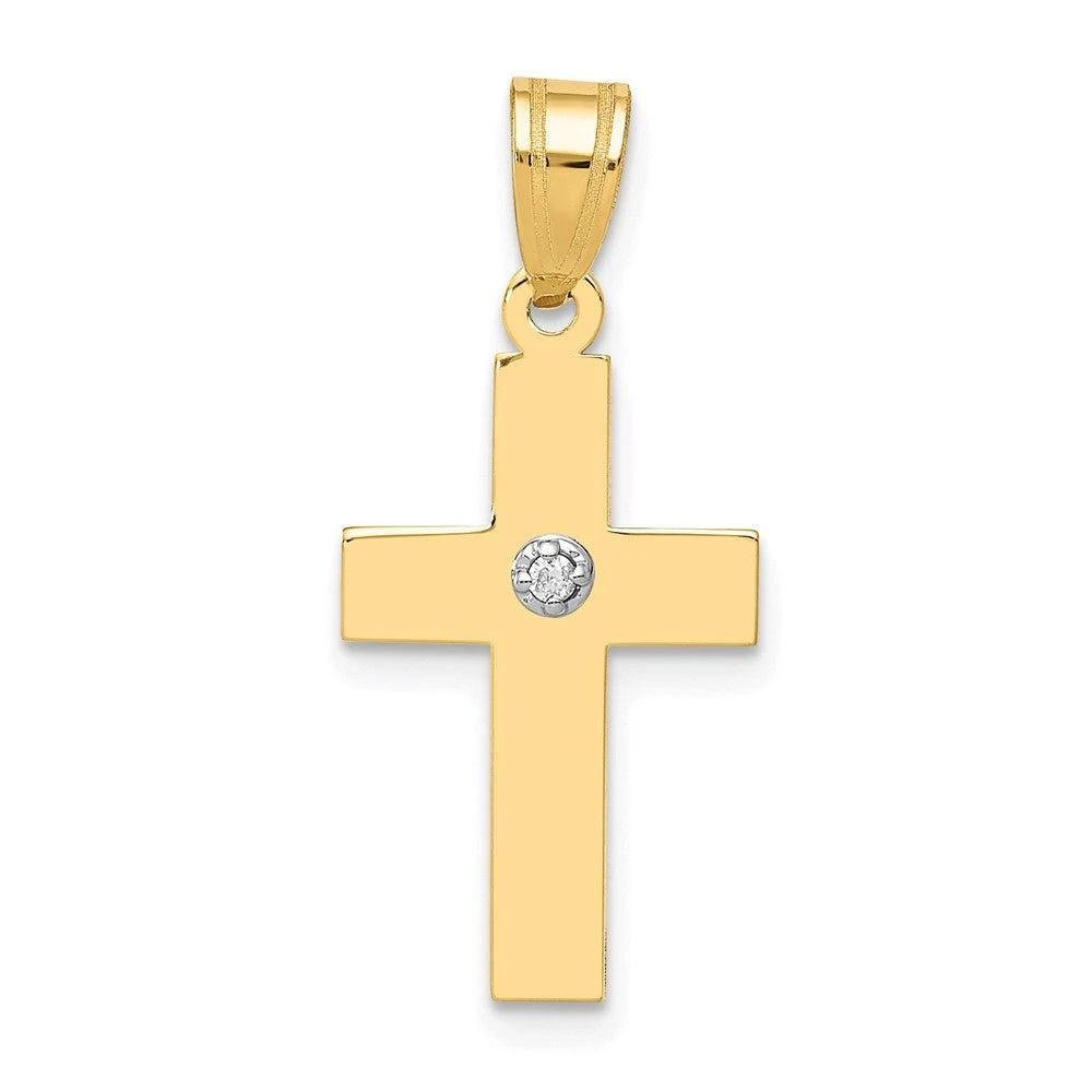 Diamond2Deal 14k Yellow Gold Polished .01 carat Diamond Cross Pendant