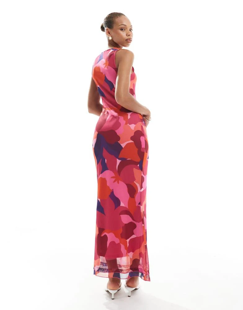 VERO MODA Vero Moda sleeveless seam front mesh dress in bold abstract painted print 4