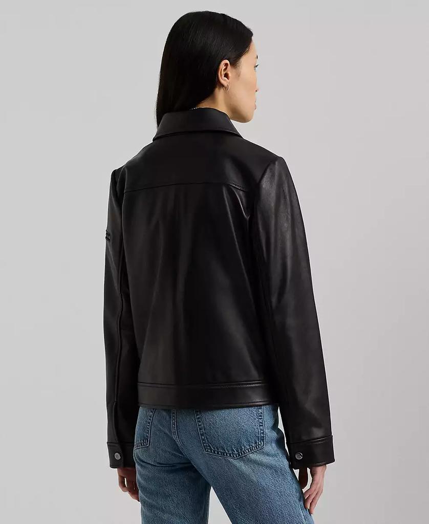Ralph Lauren Women
s Buttoned Leather Jacket