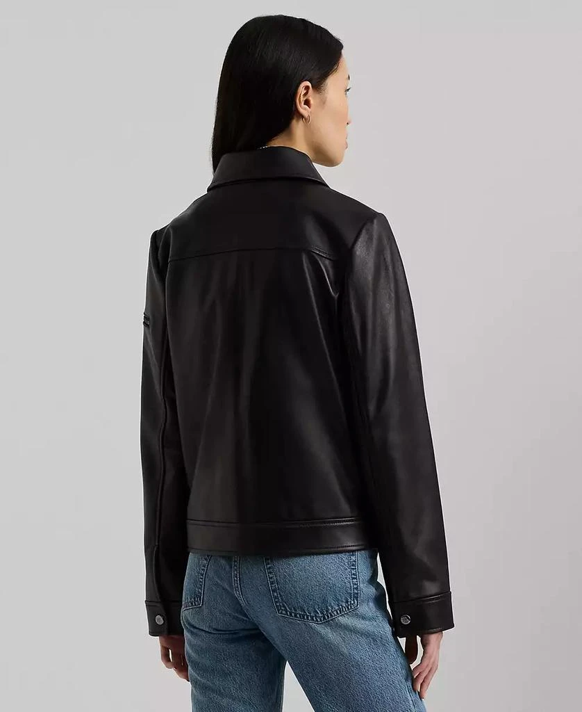Ralph Lauren Women
s Buttoned Leather Jacket 2