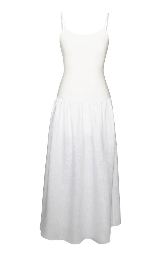 Laura Garcia Laura Garcia - Lauren Drop-Waist Jersey-Linen Maxi Dress - White - US 4 - Moda Operandi