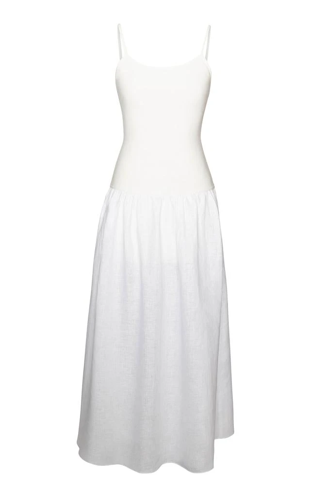 Laura Garcia Laura Garcia - Lauren Drop-Waist Jersey-Linen Maxi Dress - White - US 4 - Moda Operandi 1