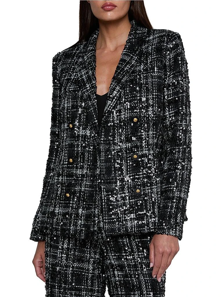 L'Agence Colin Sequined Silk Tweed Double-Breasted Blazer 3