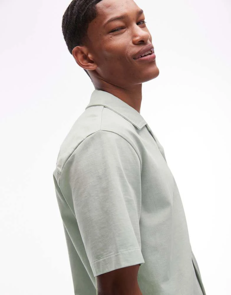 ARKET ARKET heavyweight jersey short sleeve shirt in light turquoise blue 4