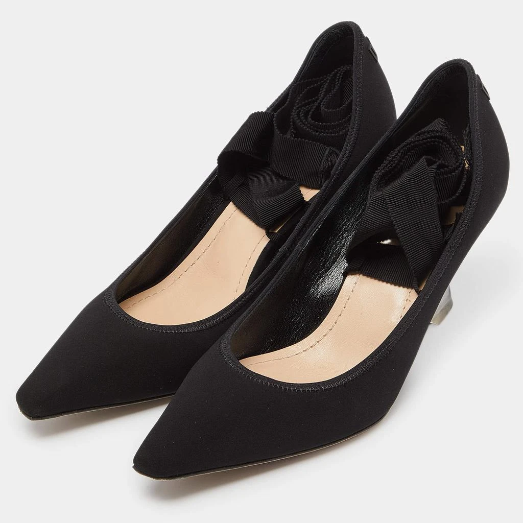 Dior Dior Black Neoprene Lucite Etoile Ankle Wrap Wedge Pumps Size 38 2