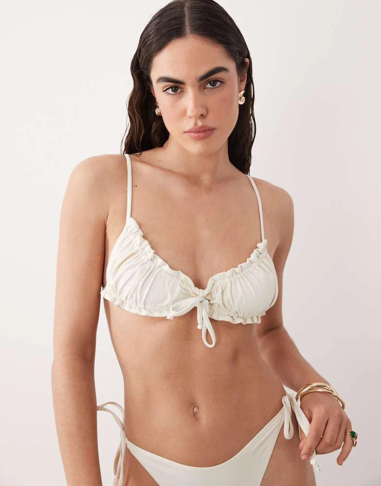 Miss Selfridge Miss Selfridge mix and match scrunchie bikini top in cream