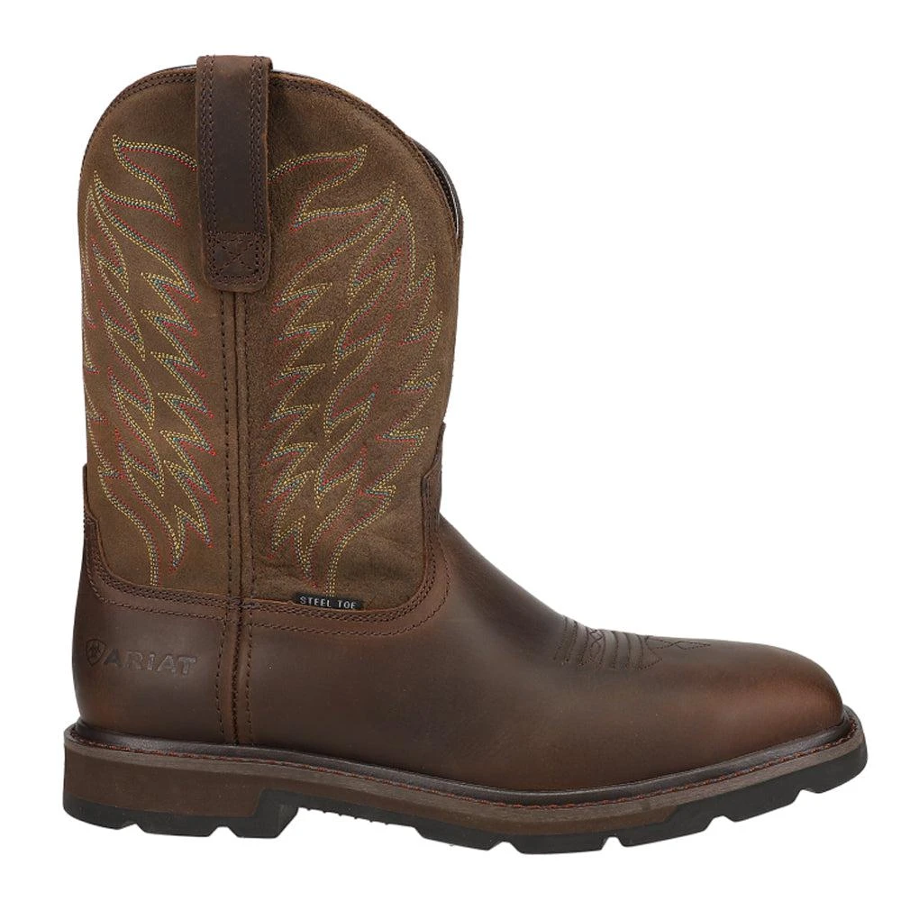 Ariat Groundbreaker Tooled-Inlay Steel Toe Pull On Work Boots 1