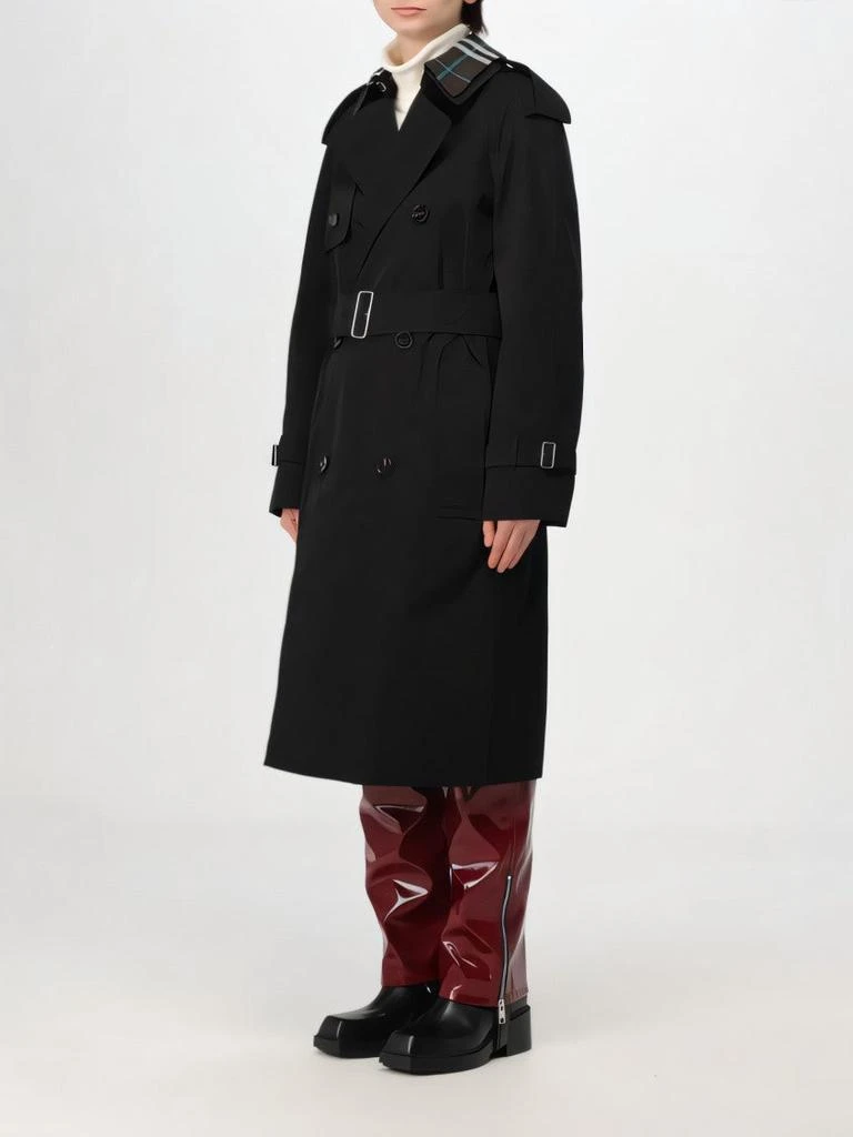 Burberry Double-Breasted Trench Coat with Distinctive Plaid Detail 4