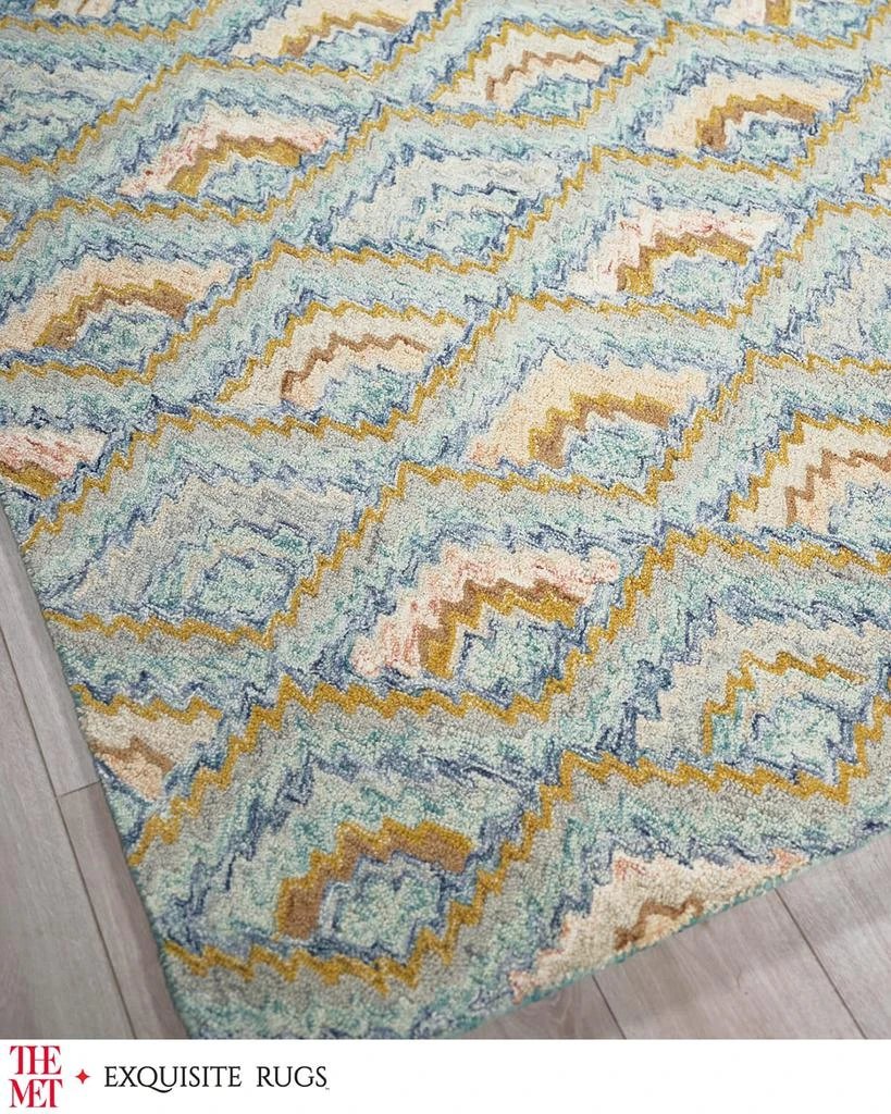 Exquisite Rugs Bargello Hand-Tufted Light Blue Multi Rug, 10' x 14' 3