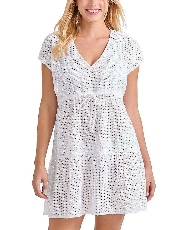 Tommy Bahama Eyelet Cove V Neck Swim Cover-Up Dress 1