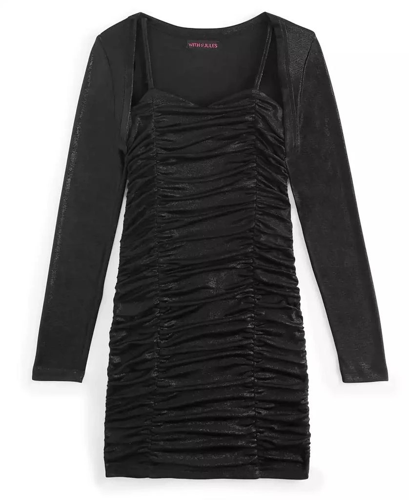 With Jules Big Girls Ruched Sleeveless Dress & Shrug Set 1