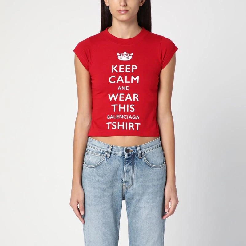 Balenciaga Red cropped t-shirt Keep Calm 1