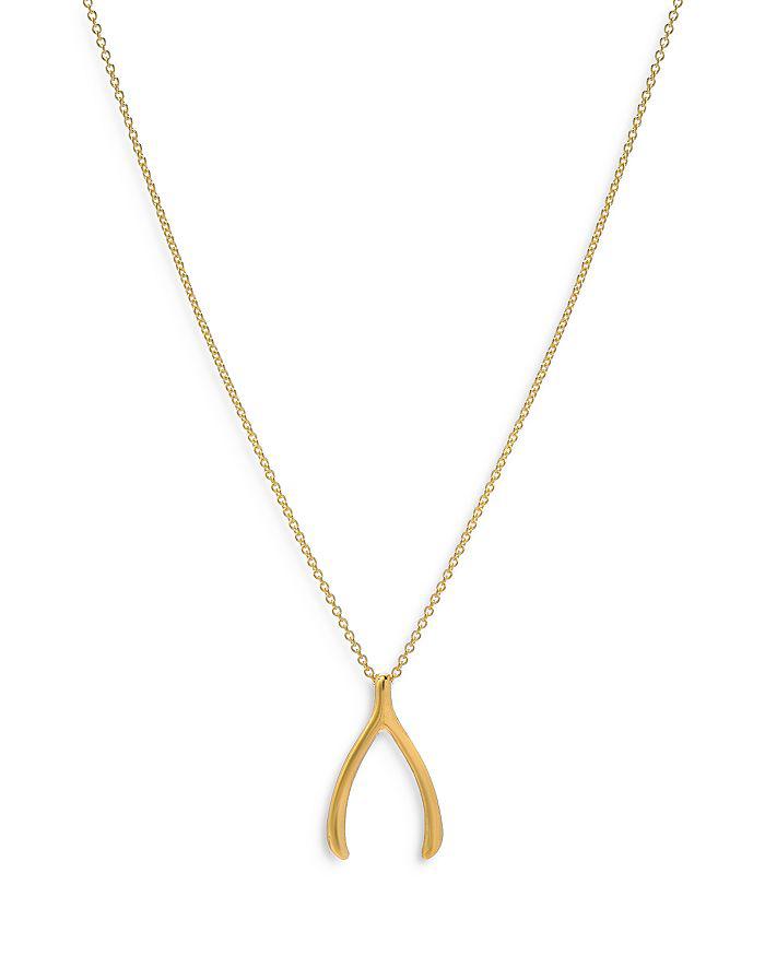 Zoe Lev 14K Yellow Gold Wishbone Pendant Necklace, 18"