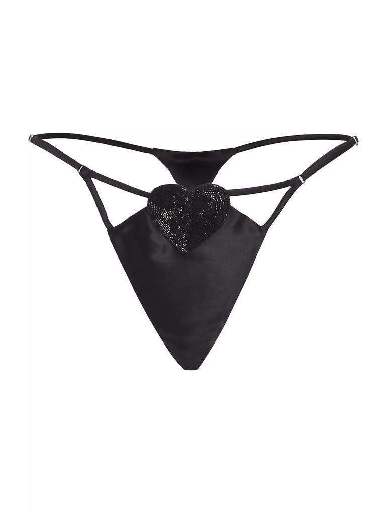 Fleur du Mal Heart Stretch-Silk V-String