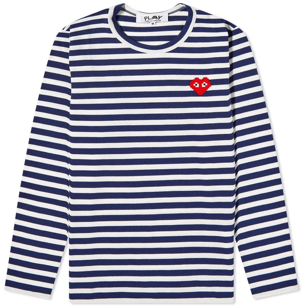 Comme des Garcons Comme des Garçons Play Invader Heart Stripe Long Sleeve T-Shirt 1