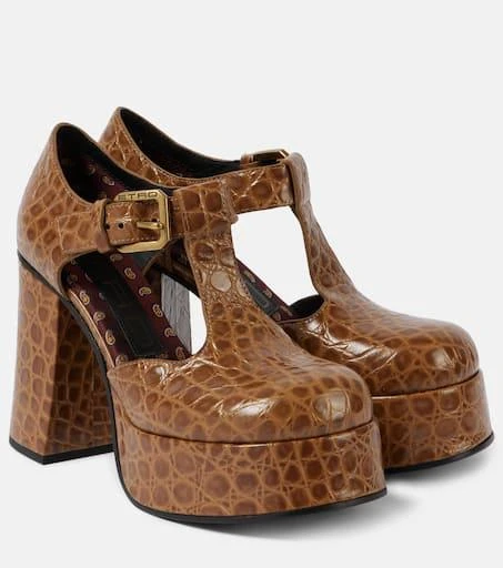 ETRO Croc-effect leather Mary Jane pumps 1