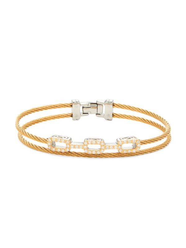 ALOR Classique 18K Gold, Stainless Steel & 0.37 TCW Diamond Cable Bracelet 1