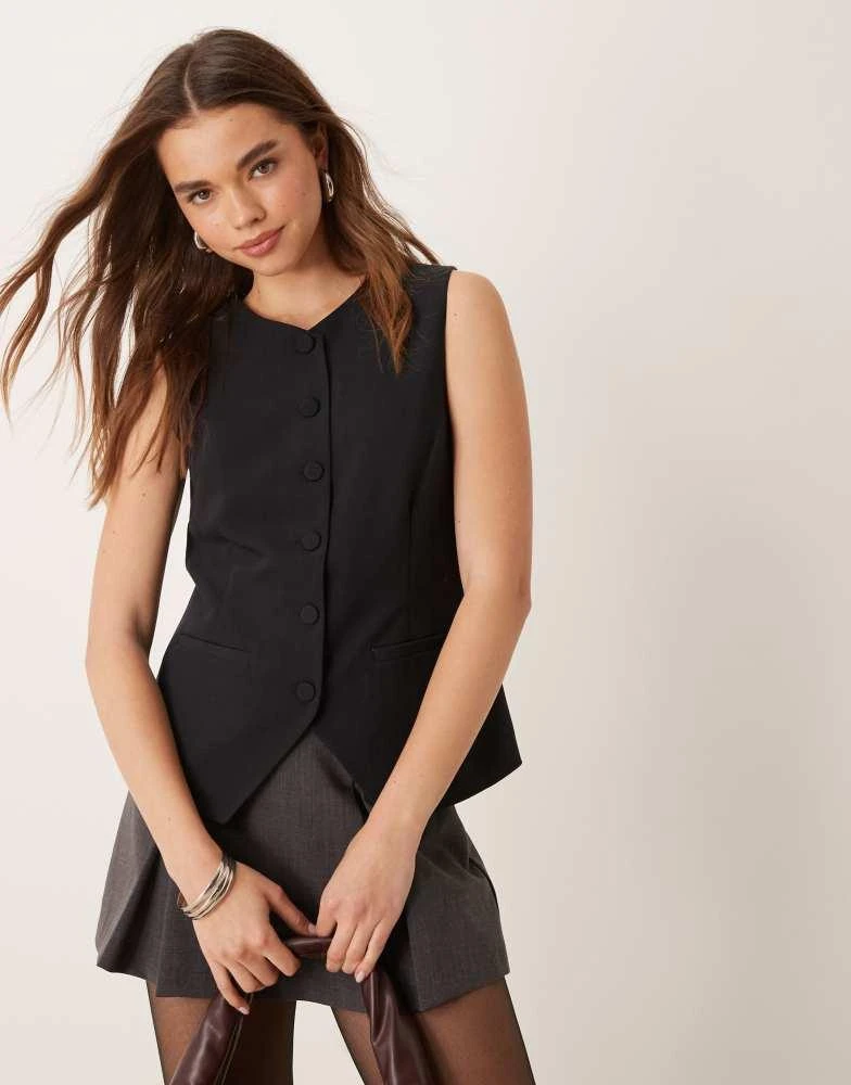 Abercrombie & Fitch Abercrombie & Fitch high neck tailored vest in black 1