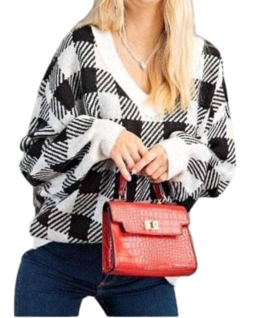 Kori Kori - V Neck Plaid Sweater