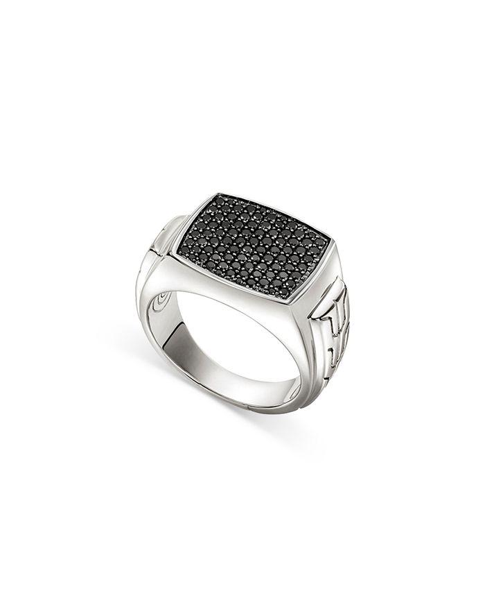 John Hardy Men's Sterling Silver ID Black Sapphire Pavé Signet Ring