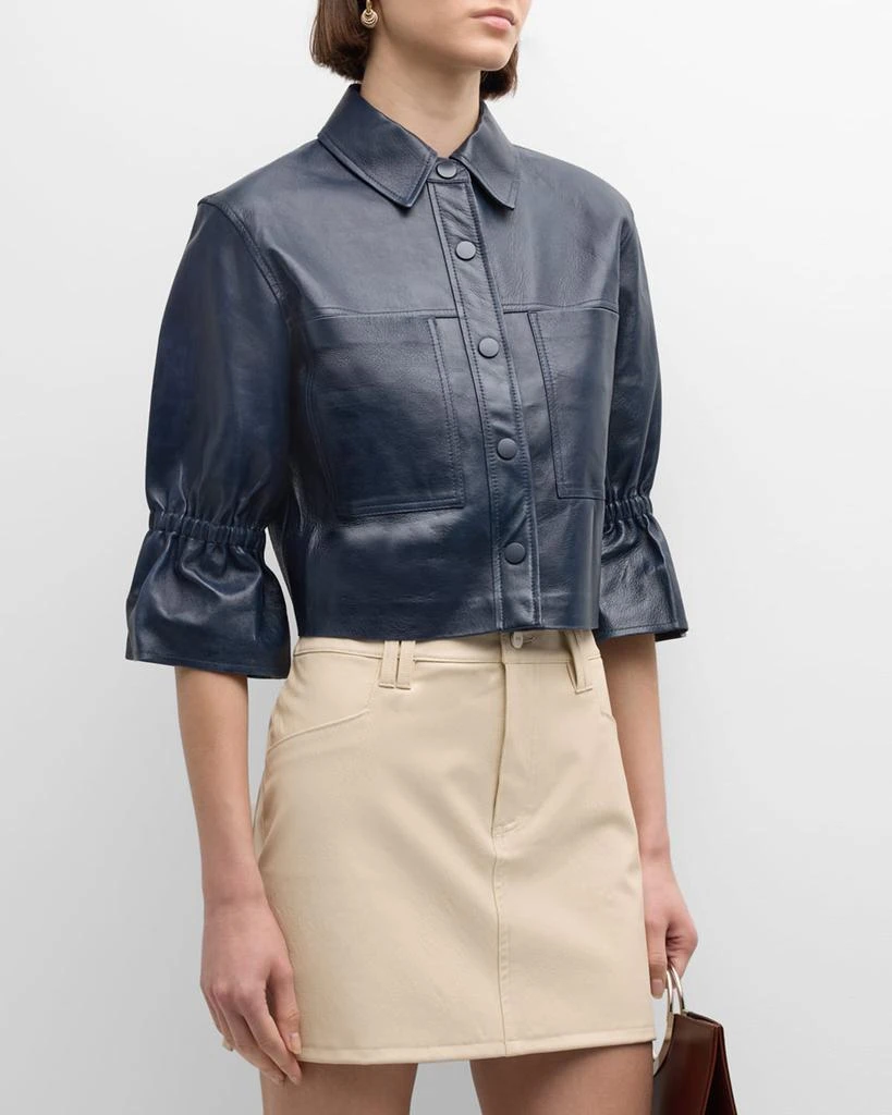 LaMarque Carolina Cropped Ruffle-Sleeve Leather Jacket 4