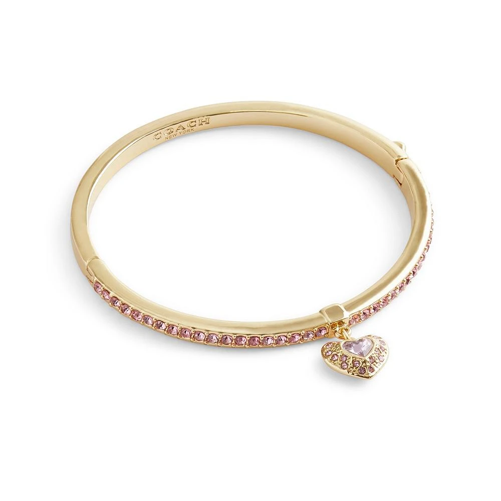 COACH Faux Stone Heart Charm Bangle Bracelet 2