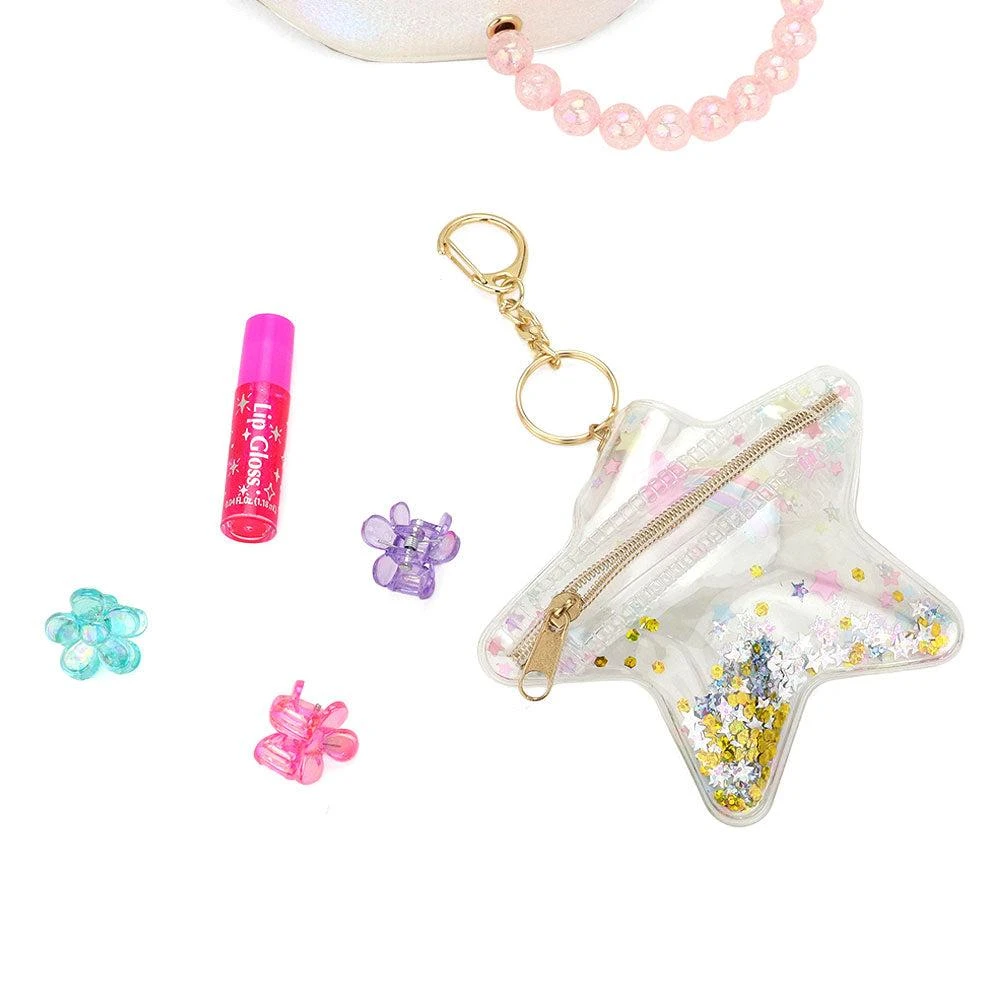 FASHNZFAB HOT FOCUS -Unicorn Pointed Sequin Embellished Tiny Mini Backpack with Star Keychain Pouch 6