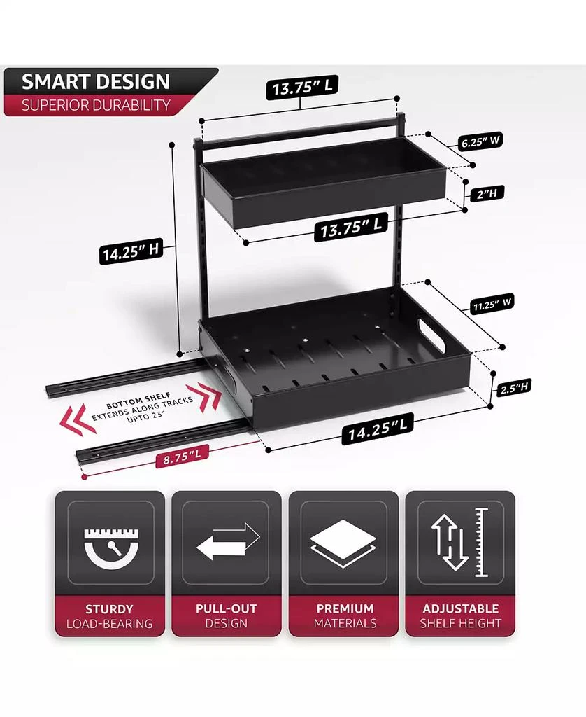 Sorbus 2 Pack 2-Tier Pull-Out Under Sink Organizer and Adhesive Tape - for Kitchen and Bathroom 6